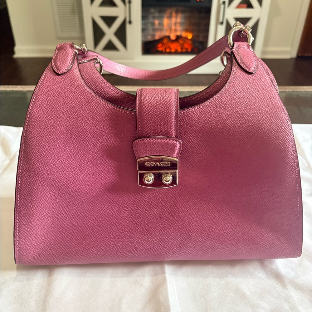 Coach Pink Leather Shoulder Bag with Turnlock